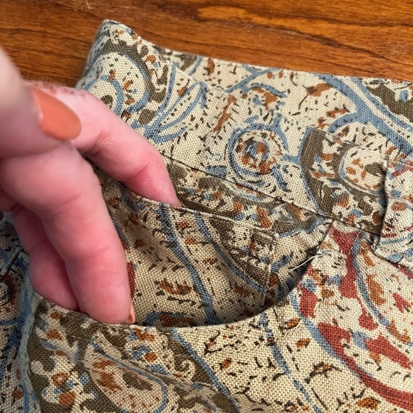 LAUREN RALPH LAUREN Pants Size 4 Linen Cotton Blend Summer Perfect Paisley Print - Picture 5 of 10